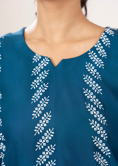 Contrast Lining Print Stitched 2Pcs