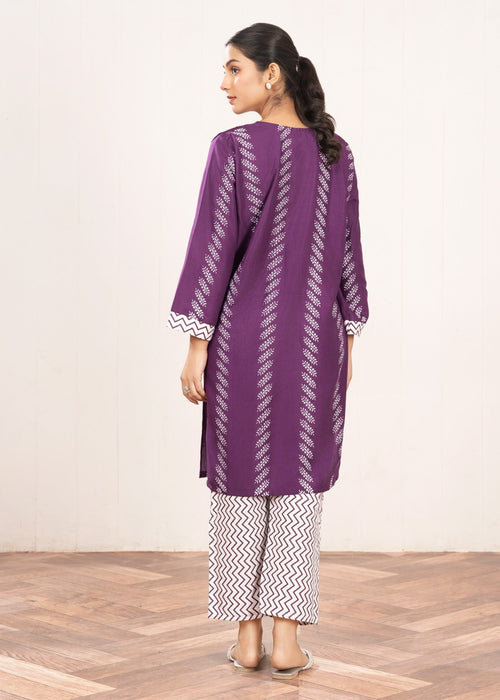 Contrast Lining Print Stitched 2Pcs