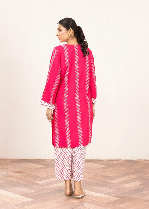 Contrast Lining Print Stitched 2Pcs