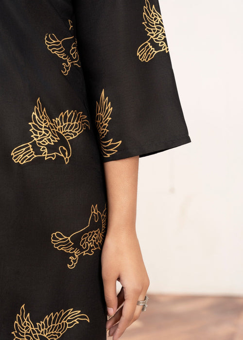 Sparrow Print Stitched 2Pcs
