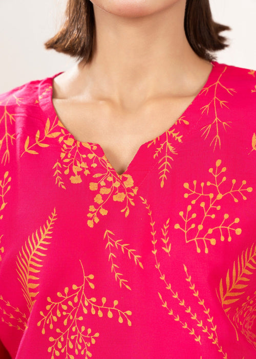 Floral Leaf Print Stitched 2Pcs