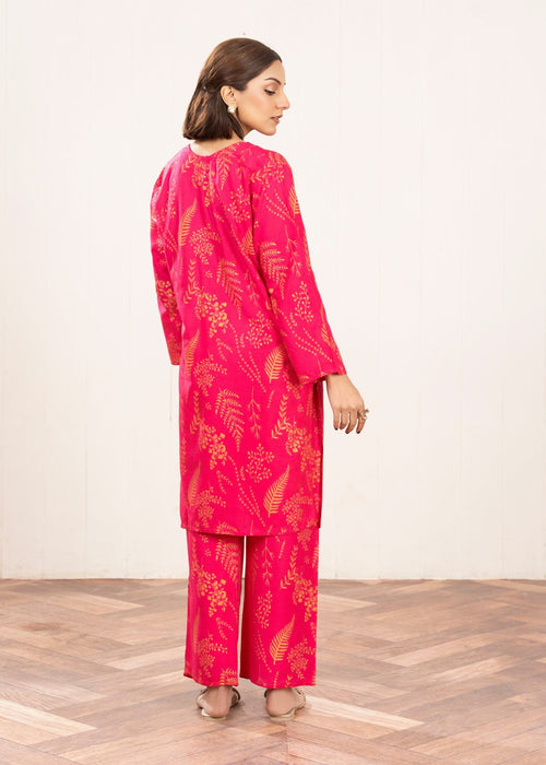 Floral Leaf Print Stitched 2Pcs
