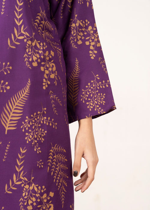 Floral Leaf Print Stitched 2Pcs