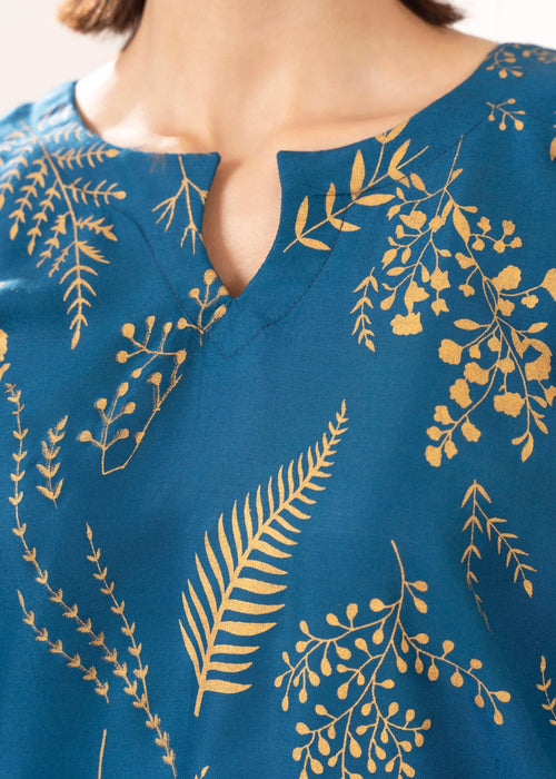 Floral Leaf Print Stitched 2Pcs