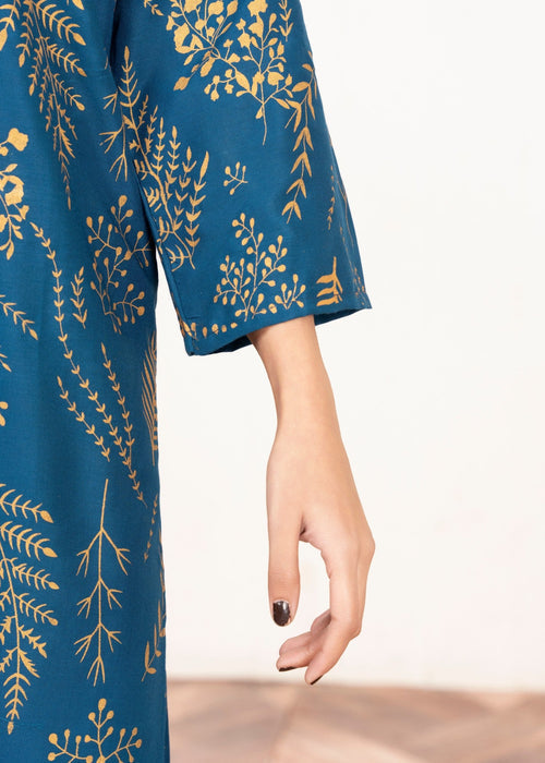 Floral Leaf Print Stitched 2Pcs