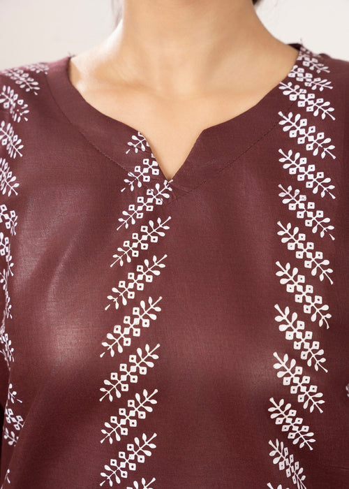 Contrast Lining Print Stitched 2Pcs