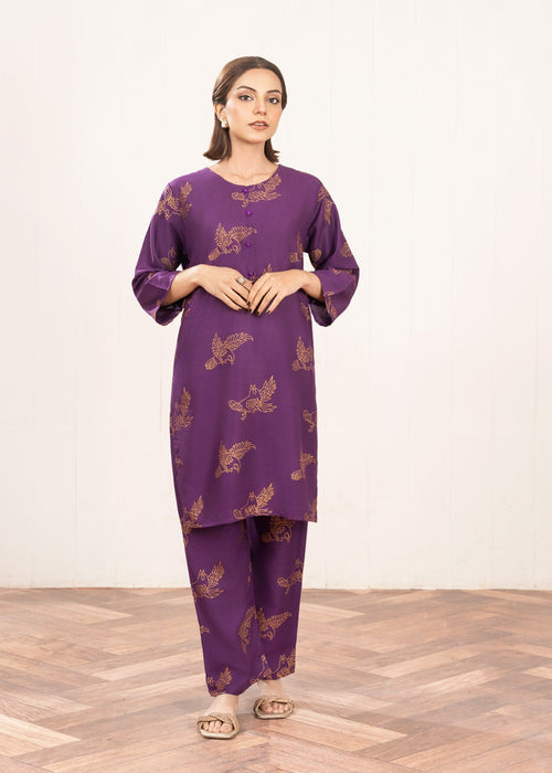 Sparrow Print Stitched 2Pcs