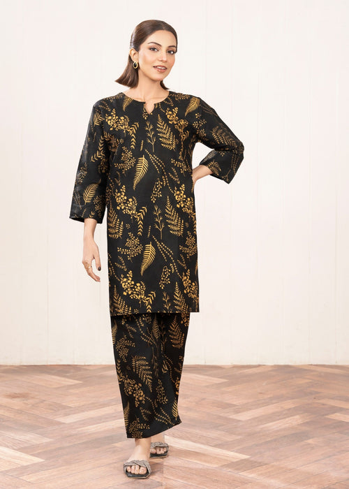 Floral Leaf Print Stitched 2Pcs