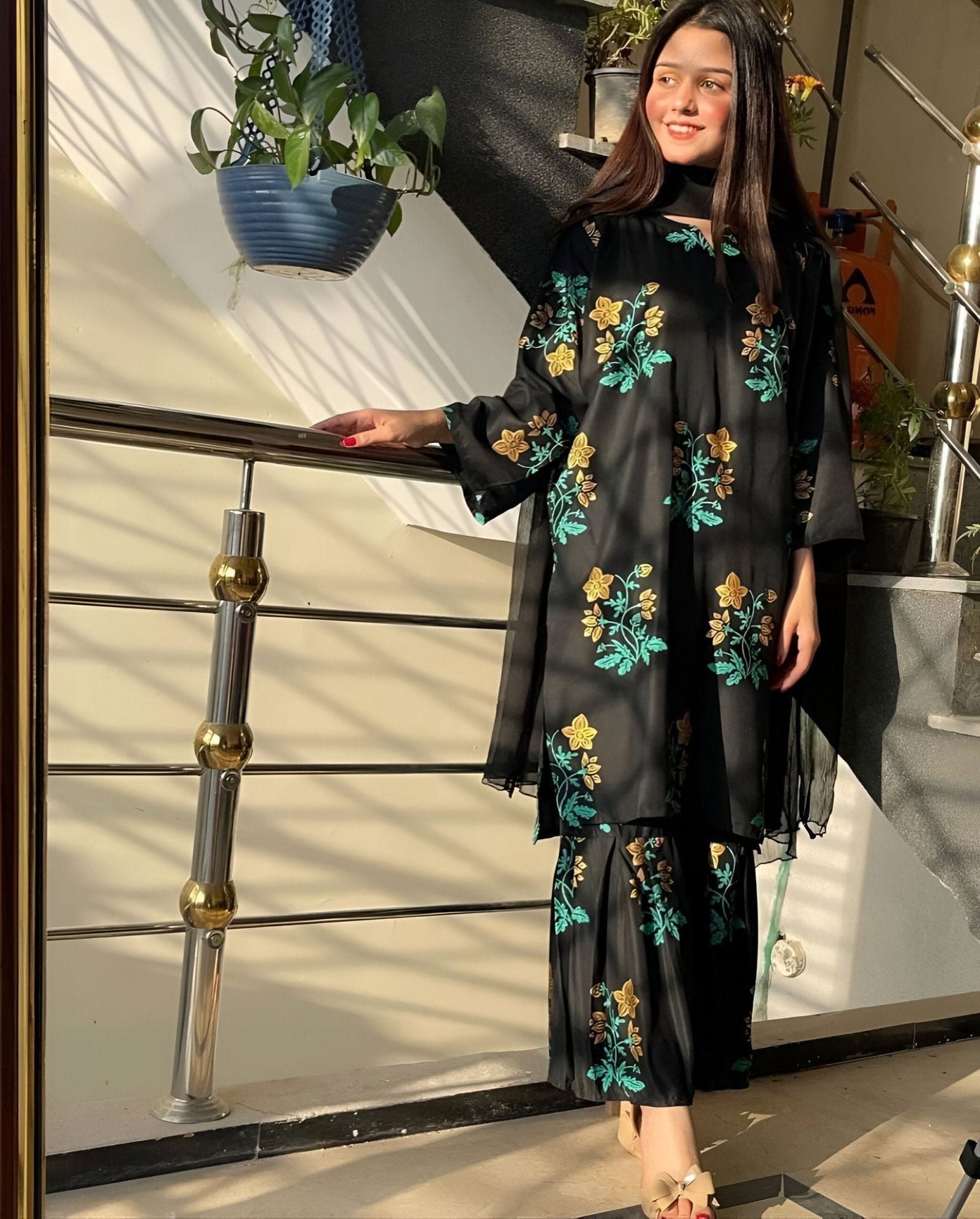 Block Shirt & Sharara Stitch 2Pcs - Emorl
