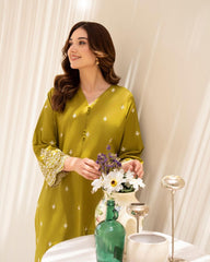 Deep Rosty Glow Print Stitched 2Pcs