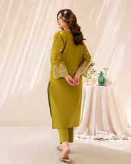 Deep Rosty Glow Print Stitched 2Pcs