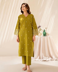 Deep Rosty Glow Print Stitched 2Pcs