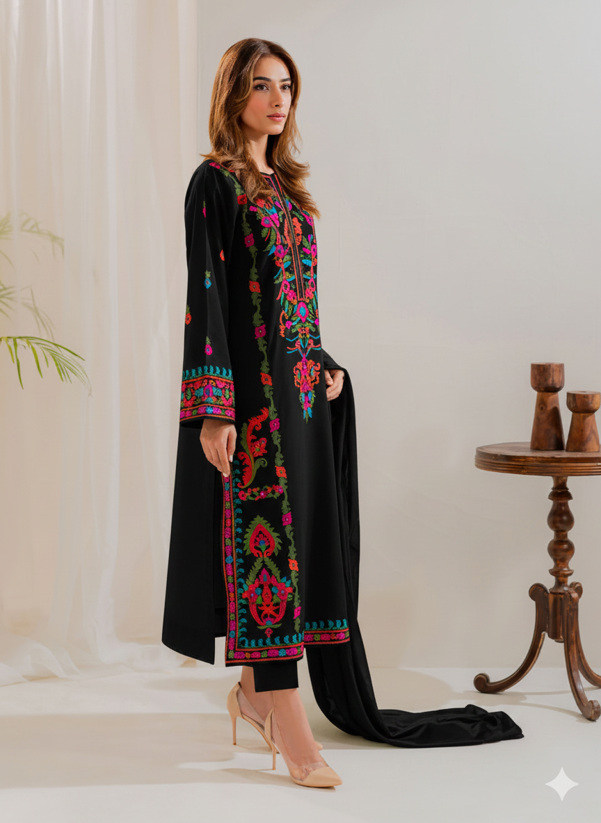 Multi Color 3Pcs Embroidery