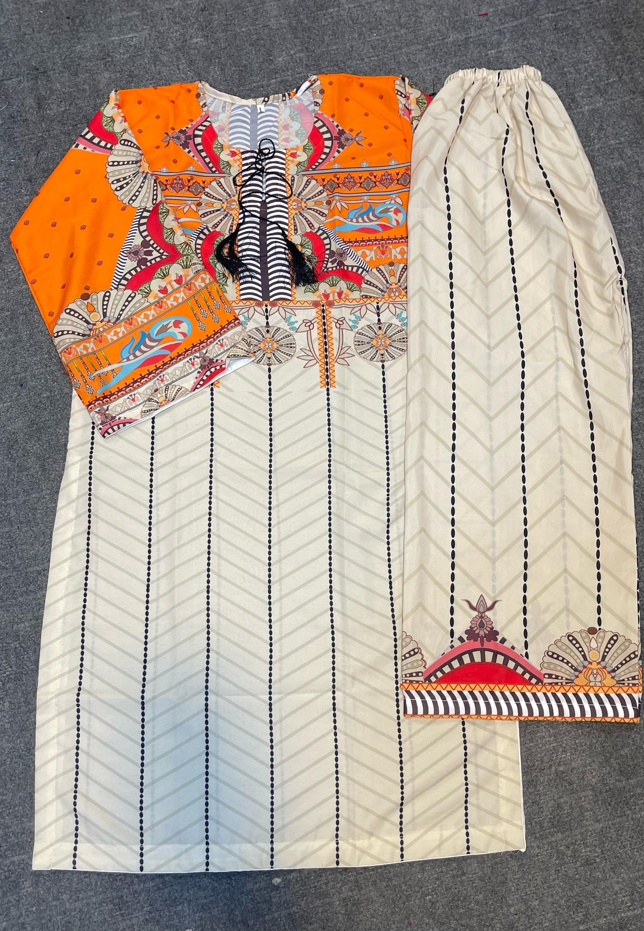 Ivory Petal Print Stitched 2Pcs
