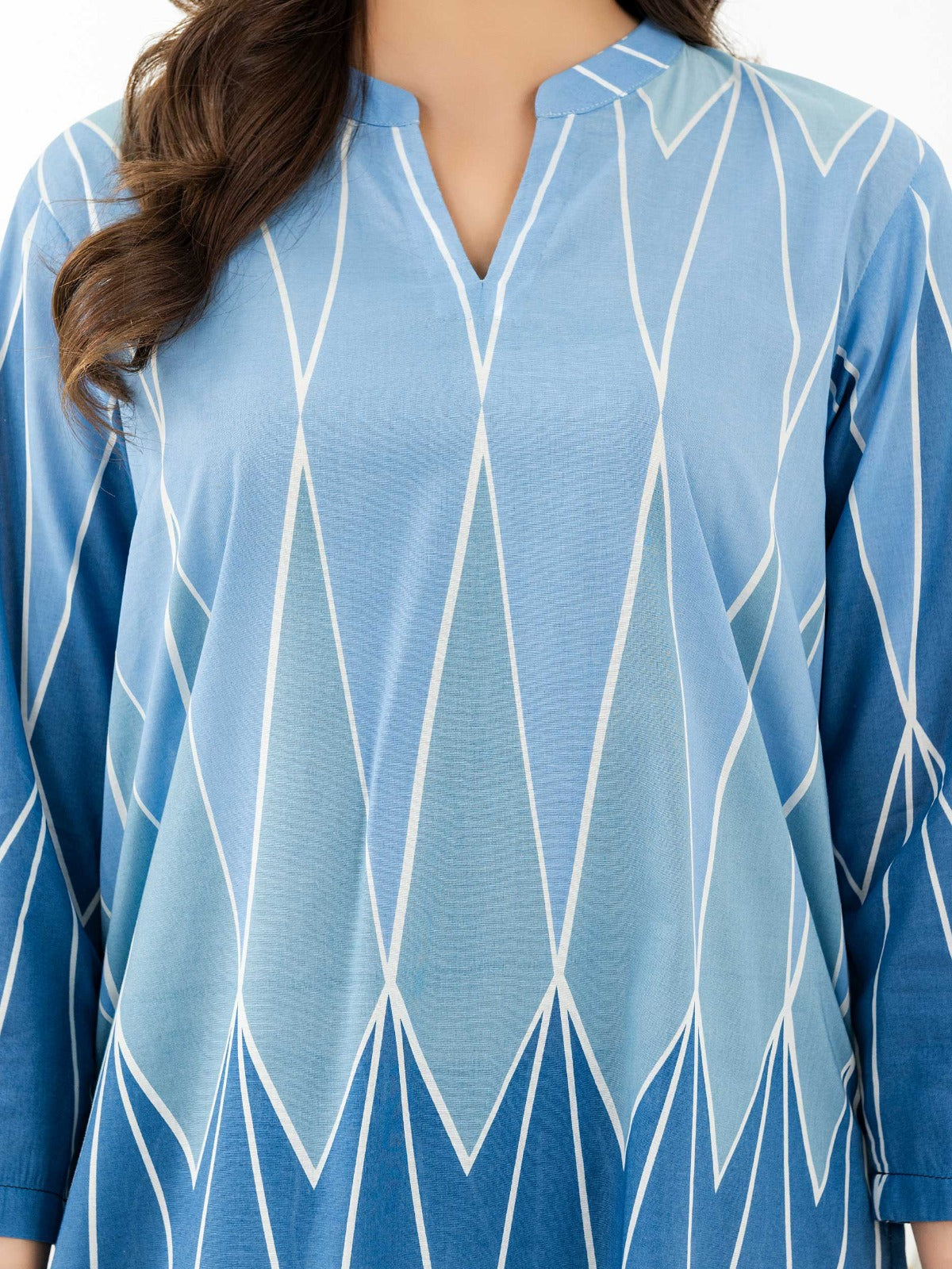 Sky Mesh Print Stitched 2Pcs