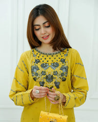 Golden Bloom Stitched 2Pcs