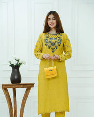 Golden Bloom Stitched 2Pcs