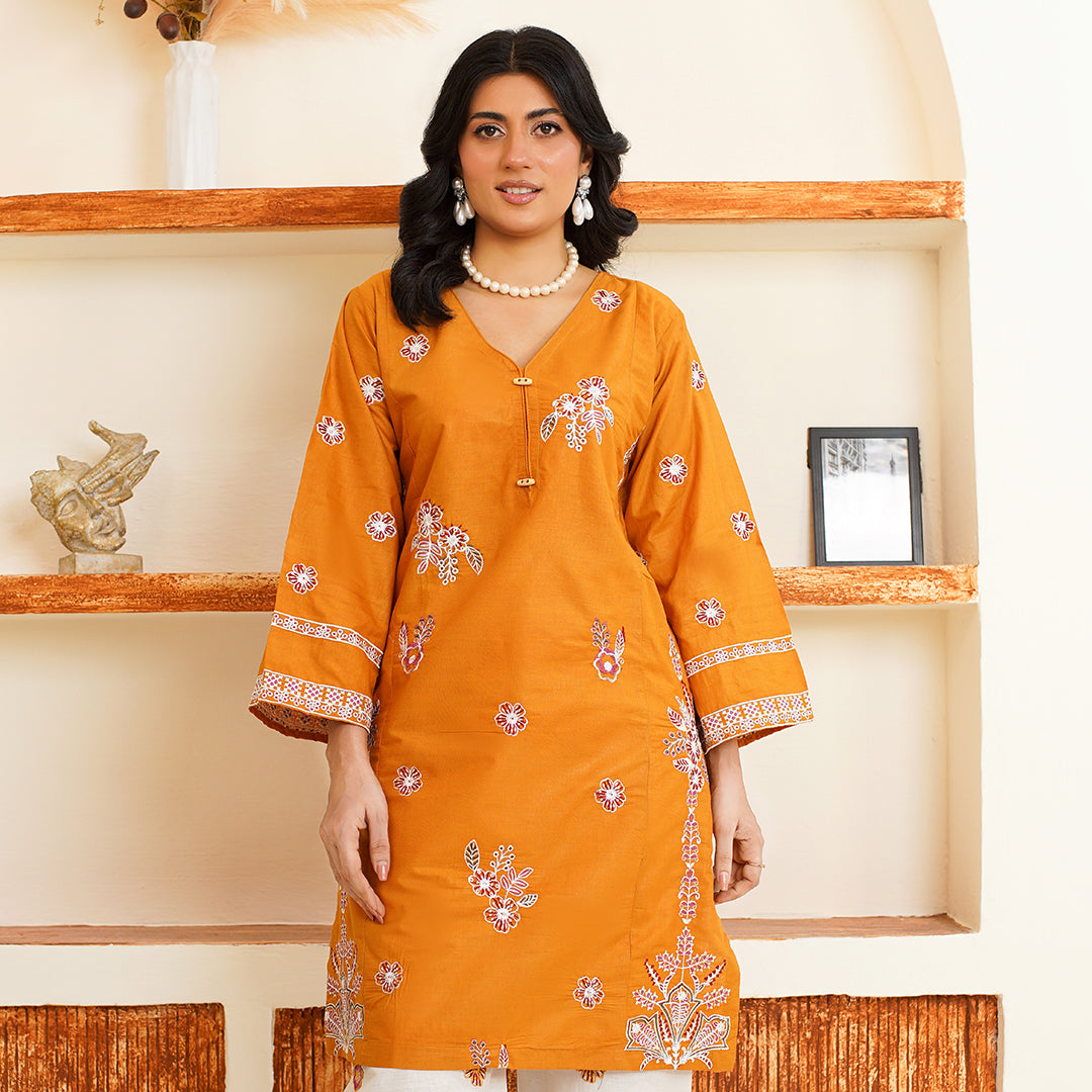 Orange Mesh Stitched 2Pcs