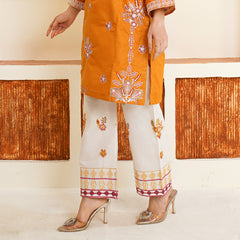 Orange Mesh Stitched 2Pcs