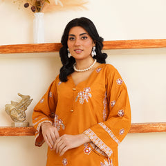 Orange Mesh Stitched 2Pcs