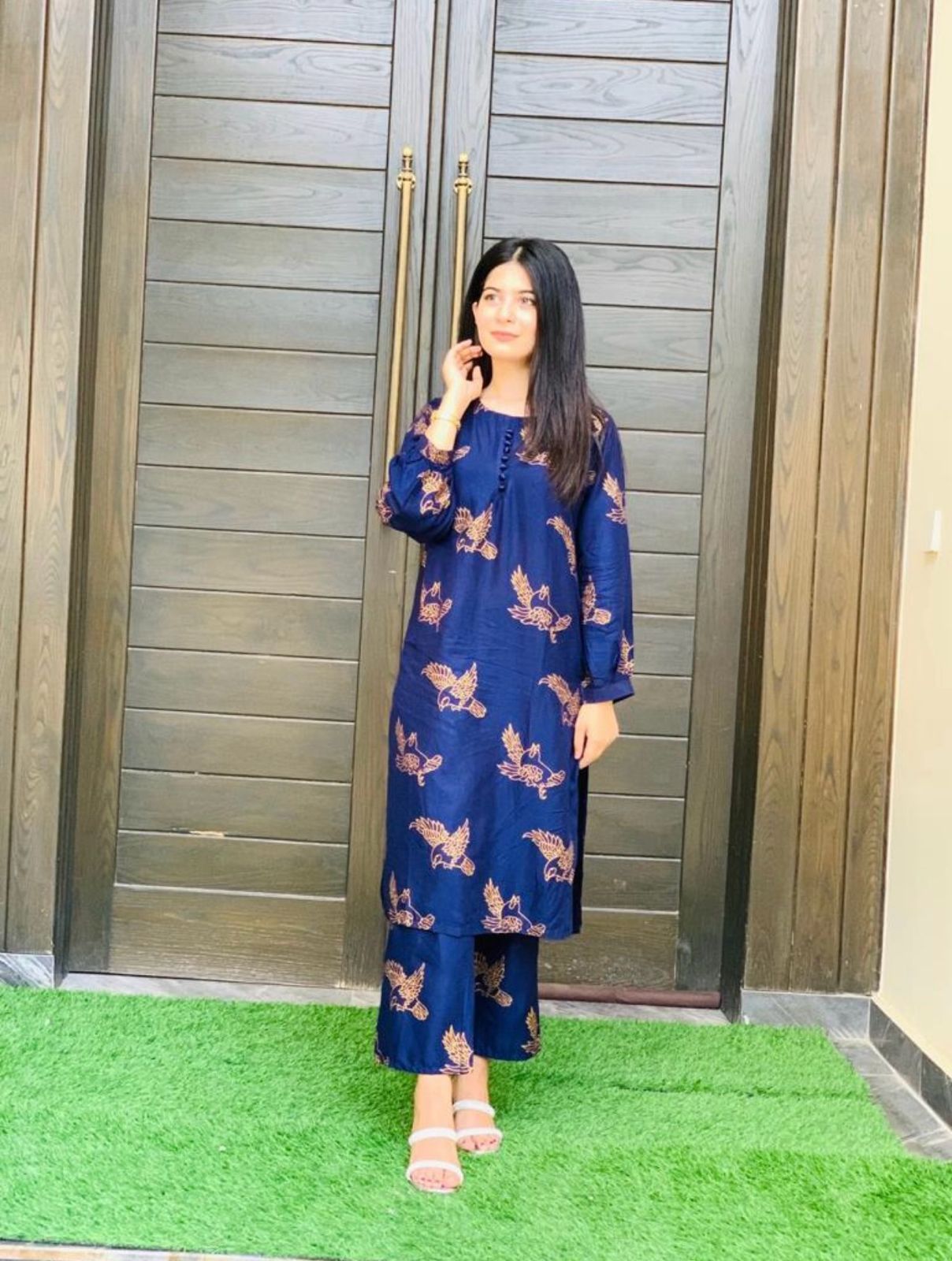 Sparrow Print Stitched 2Pcs - Emorl