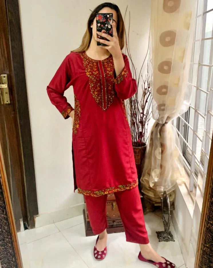 Pocket Embroidery Stitched 2Pcs
