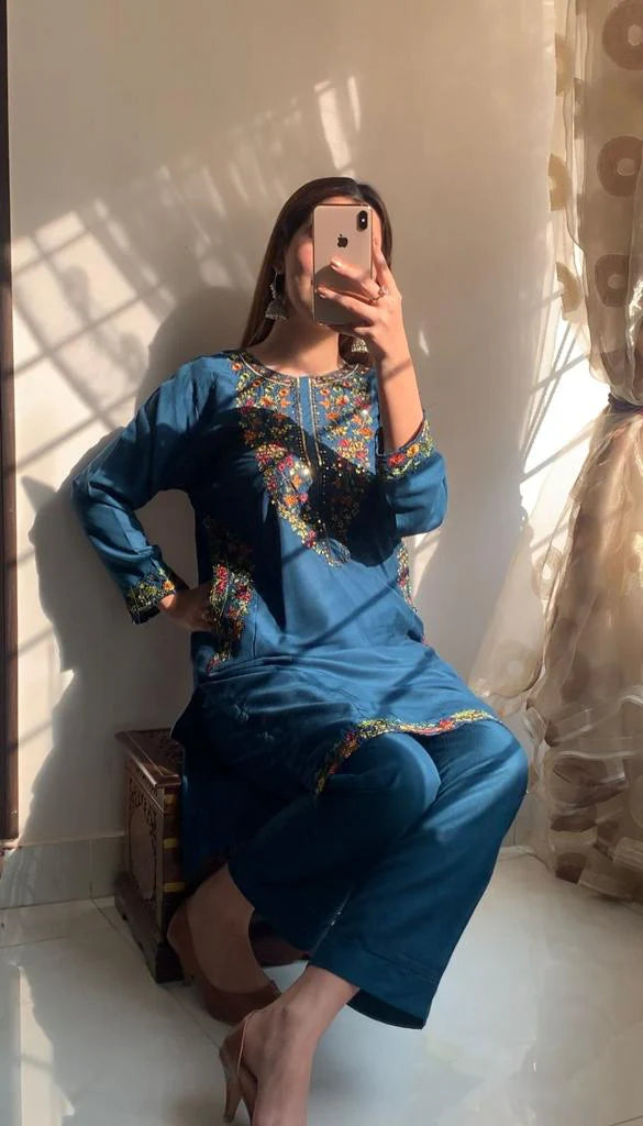 Pocket Embroidery Stitched 2Pcs