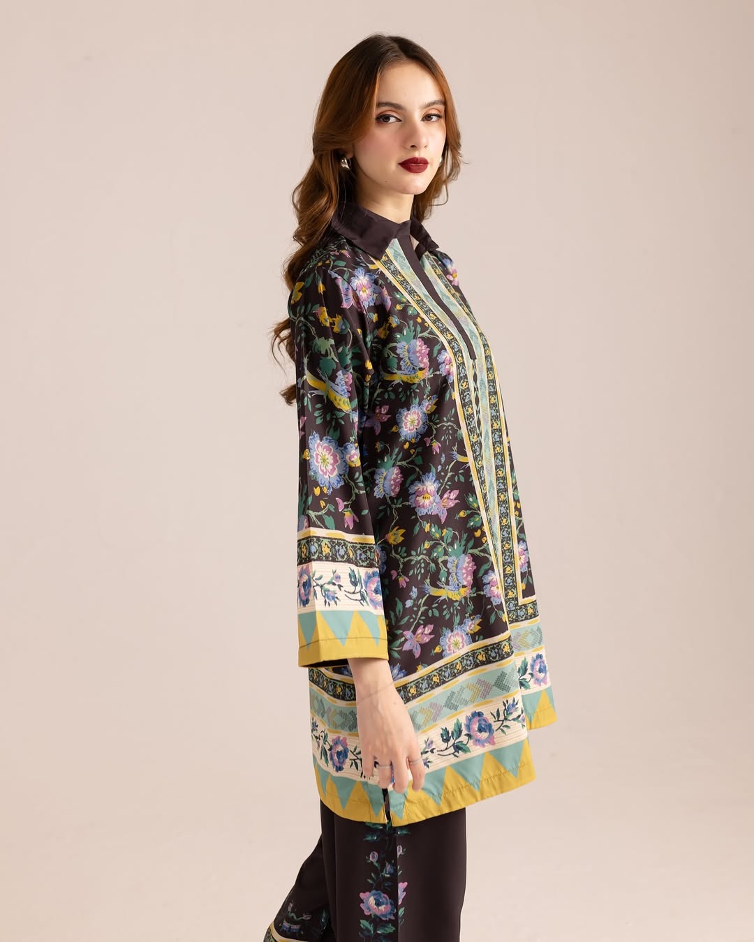 Navy Lagoon Print Stitched 2Pcs